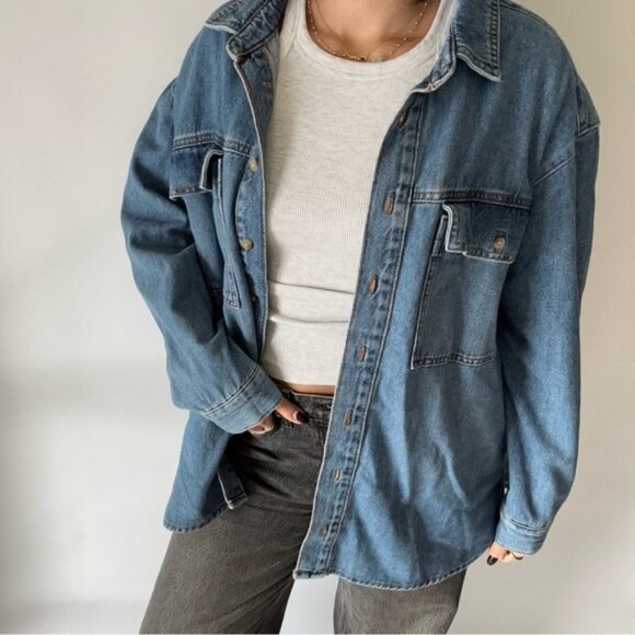 Vintage Oversized Denim Jacket Cotton - Picture 1 of 11